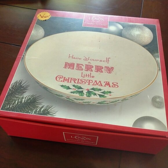 Lenox Holiday (Ivory China w/Gold Trim) Large Serving Bowl Christmas, NIB - Picture 4 of 5